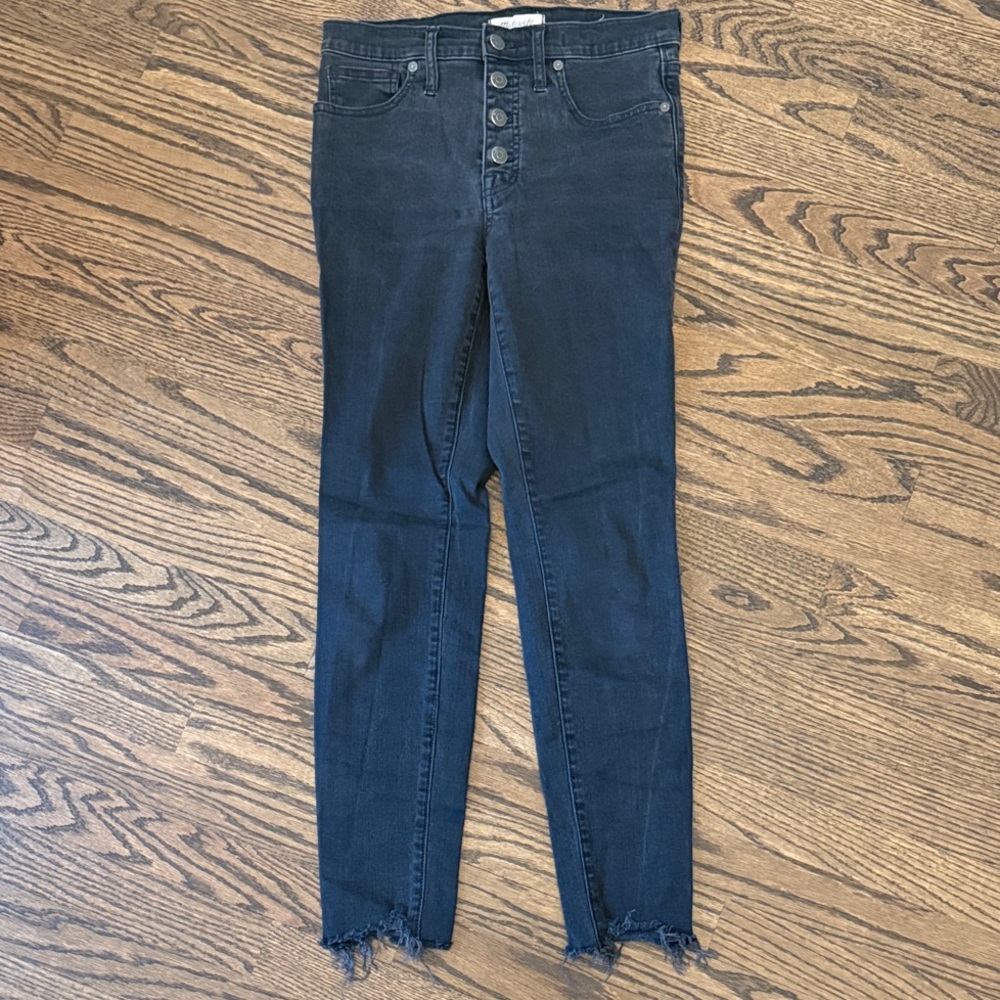Madewell Black Skinny Jeans - button fly and raw hem
